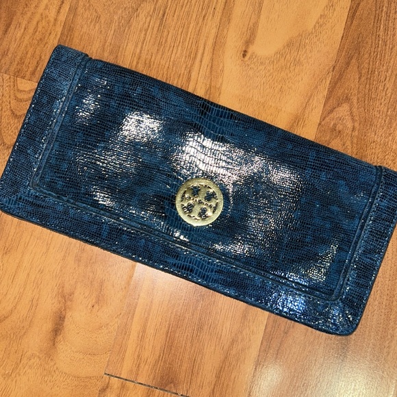 Tory Burch Lizard Embossed Leather Clutch Bag Long Wallet